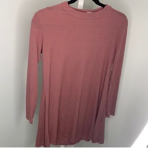 Pink Rose Long Sleeve Lightweight Sweater Mini Dress